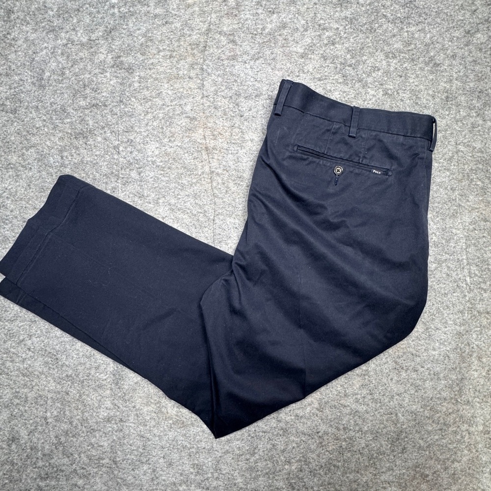 Polo Ralph Lauren Mens 40x30 Navy Blue Stretch Slim Fit Chino Pants Cotton Blend